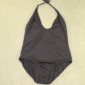 Radio Fiji Women's L Solid Black One Piece Woven Neck Strap Swimsuit